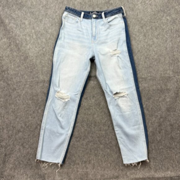 Hollister Two Tone Ultra High Rise Mom Jeans Women's Size 9 / 29 X 27 Distressed - Picture 2 of 12